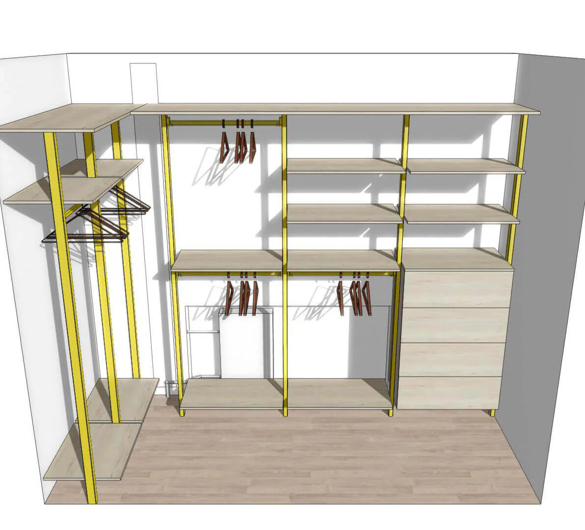 Гардеробная система Vitra Black с алюминиевыми профилями и индивидуальным дизайном