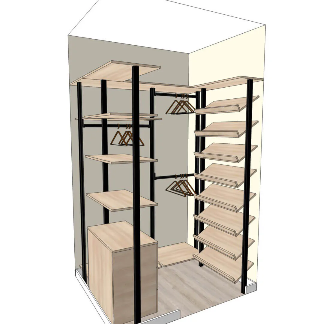 Детская гардеробная VITRA Alum с алюминиевыми профилями и индивидуальным дизайном