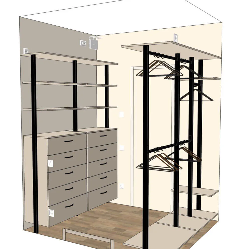 Гардеробная система на стойках Vitra Black с индивидуальным выбором цвета и фурнитуры