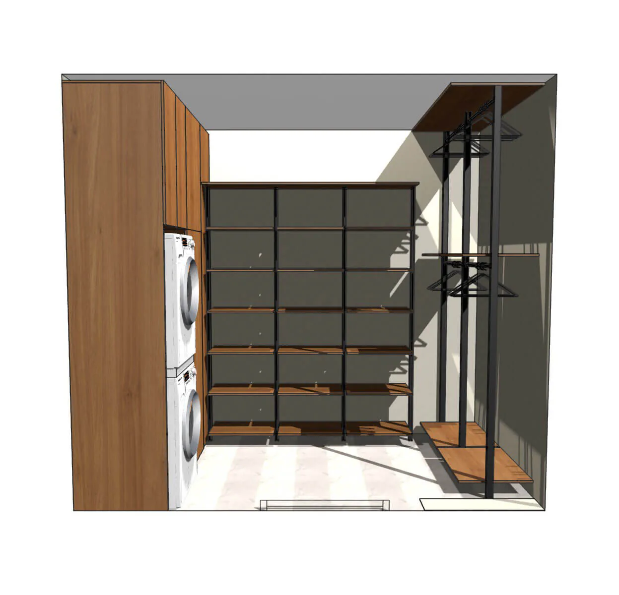 Гардеробная система Stilos Black с алюминиевым профилем и LED подсветкой