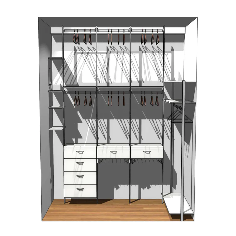 Гардеробная система SLIM EUREKA с постирочной для функционального хранения вещей