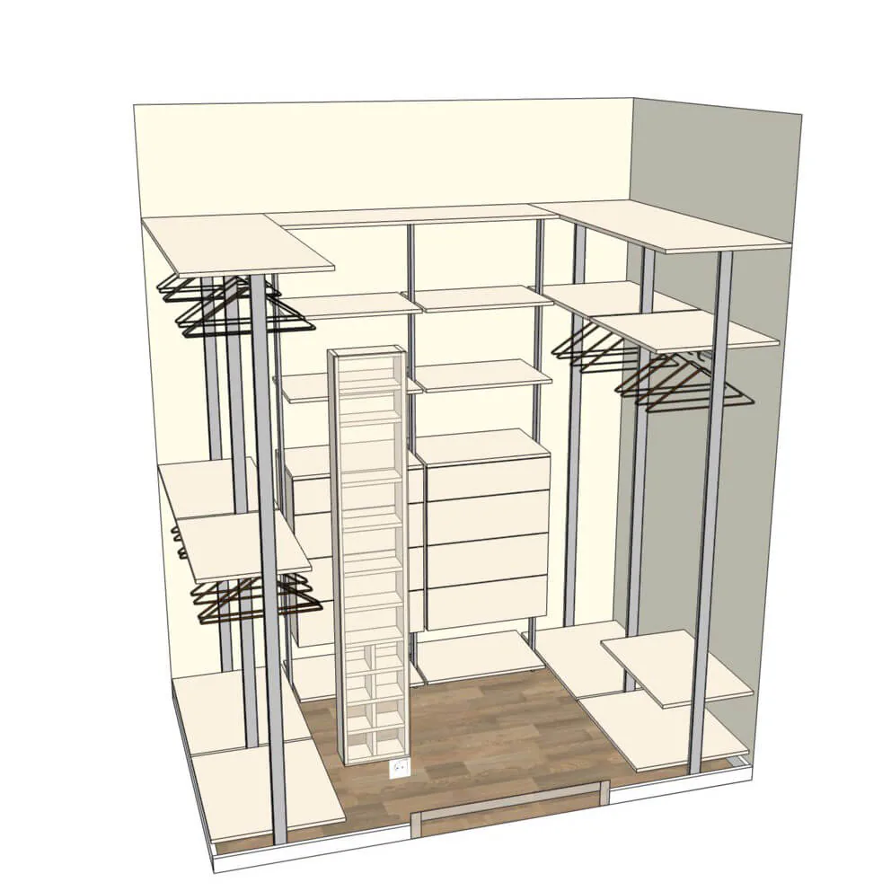 Гардеробная система на стойках из анодированного алюминия Stilos Gold от EUREKA ITALIA