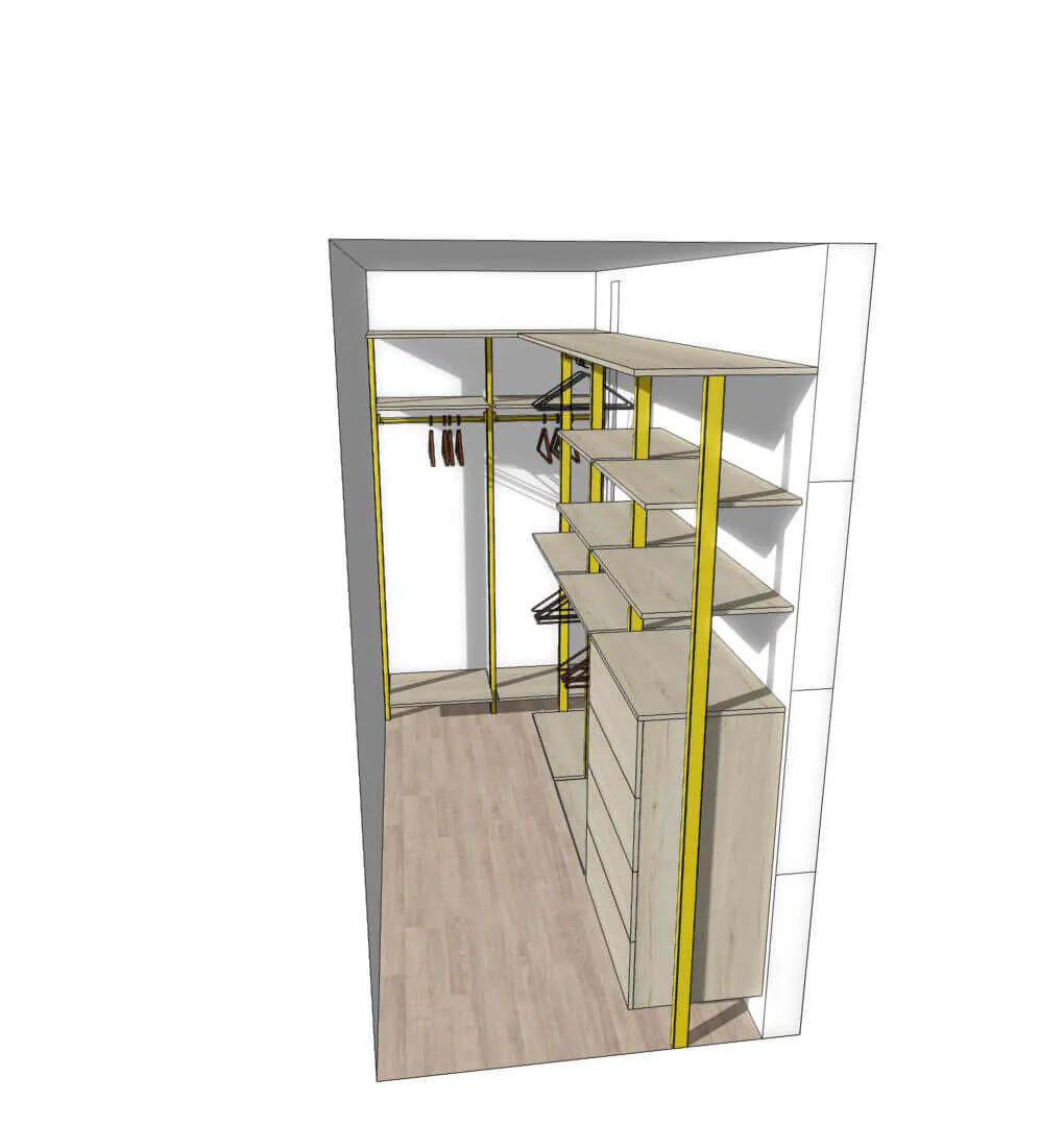 Гардеробная система Vitra Black с алюминиевыми профилями и индивидуальным дизайном