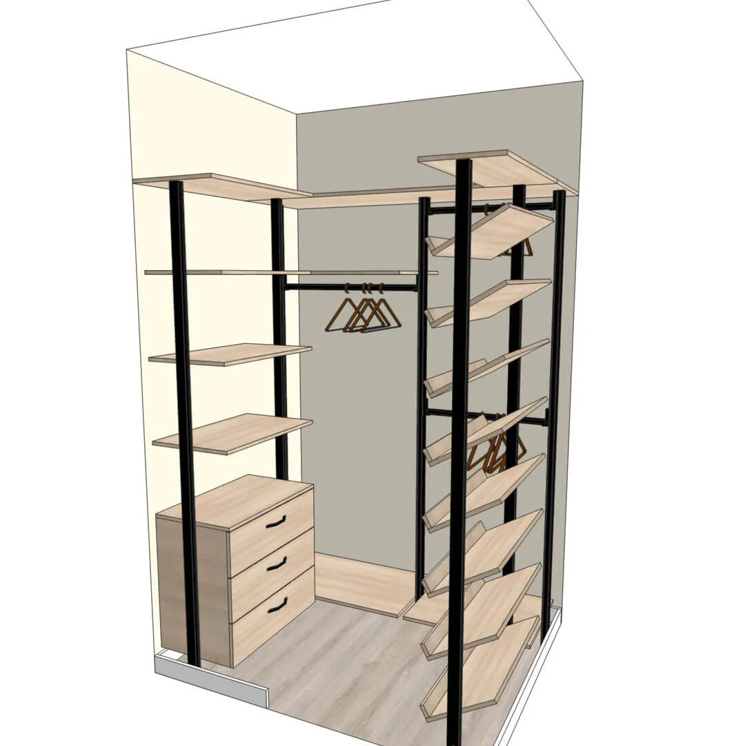 Детская гардеробная VITRA Alum с алюминиевыми профилями и индивидуальным дизайном