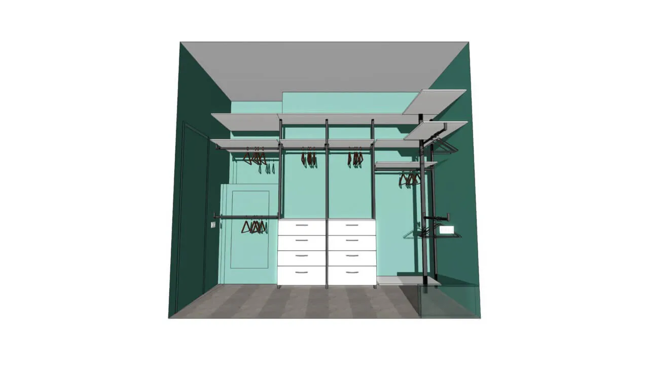 Гардеробная система VITRA BLACK с LED подсветкой и фурнитурой Blum