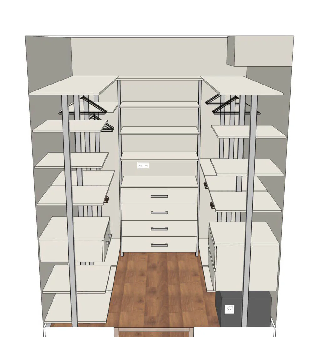 Гардеробная система Stilos Alum для мансарды с индивидуальным дизайном