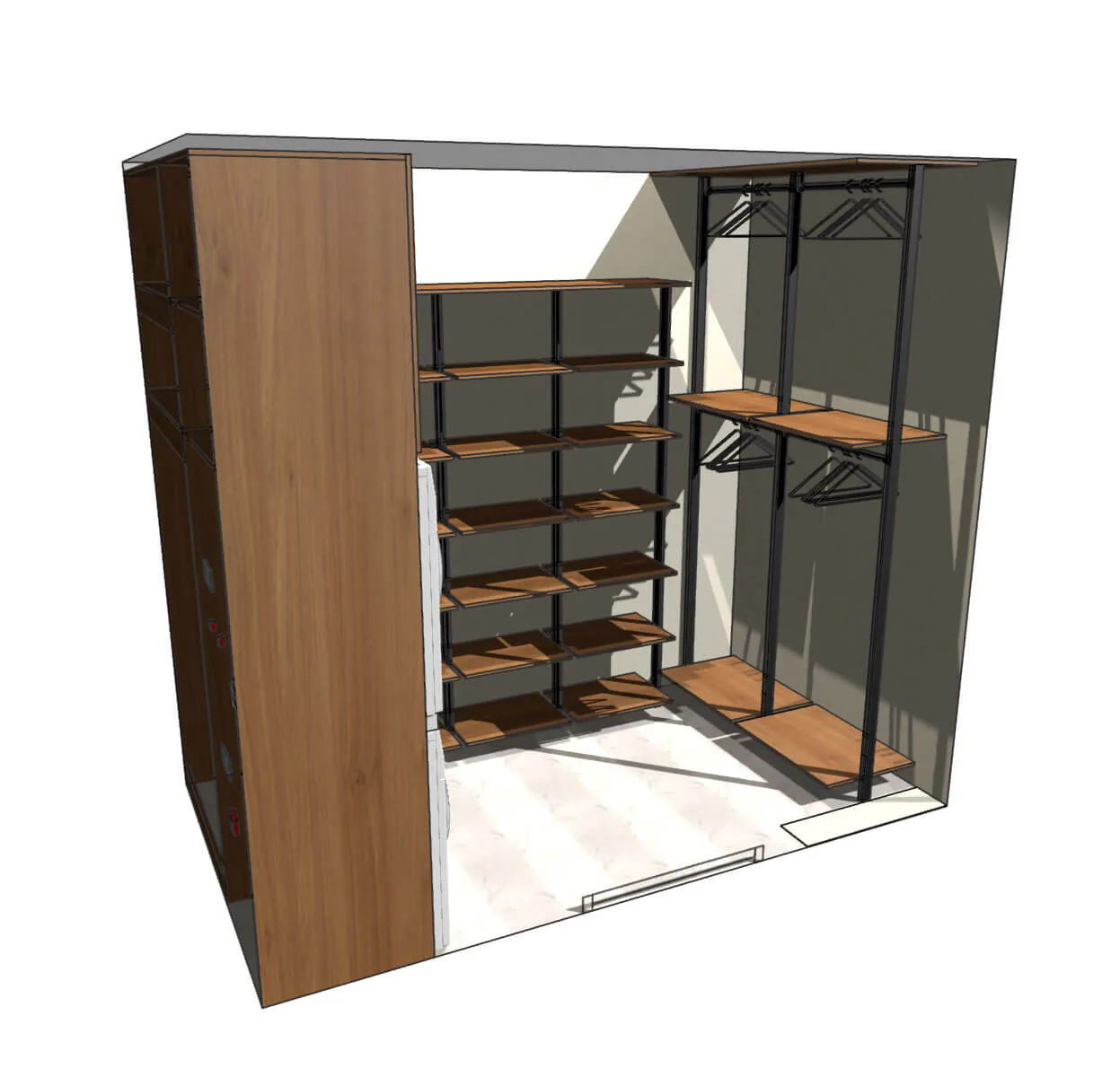 Гардеробная система Stilos Black с алюминиевым профилем и LED подсветкой