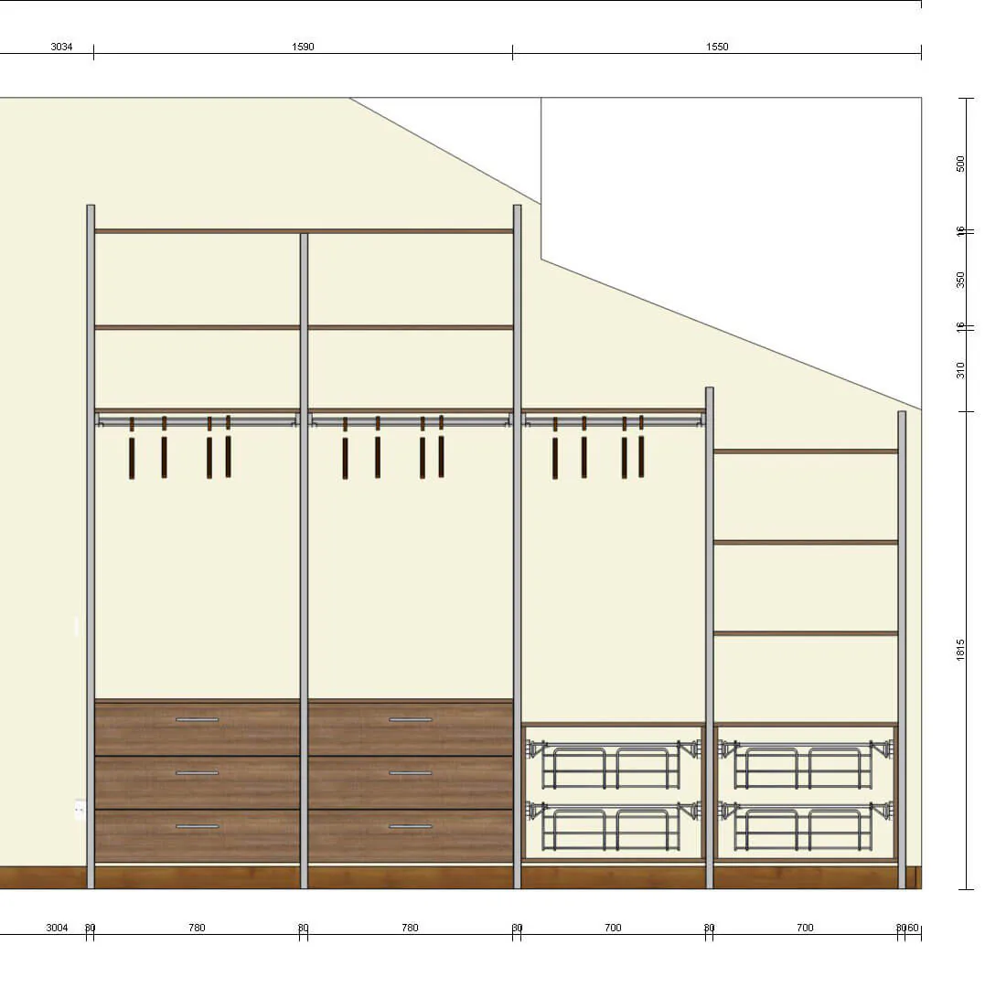 Детская гардеробная система VITRA Alum с алюминиевыми профилями и индивидуальным дизайном