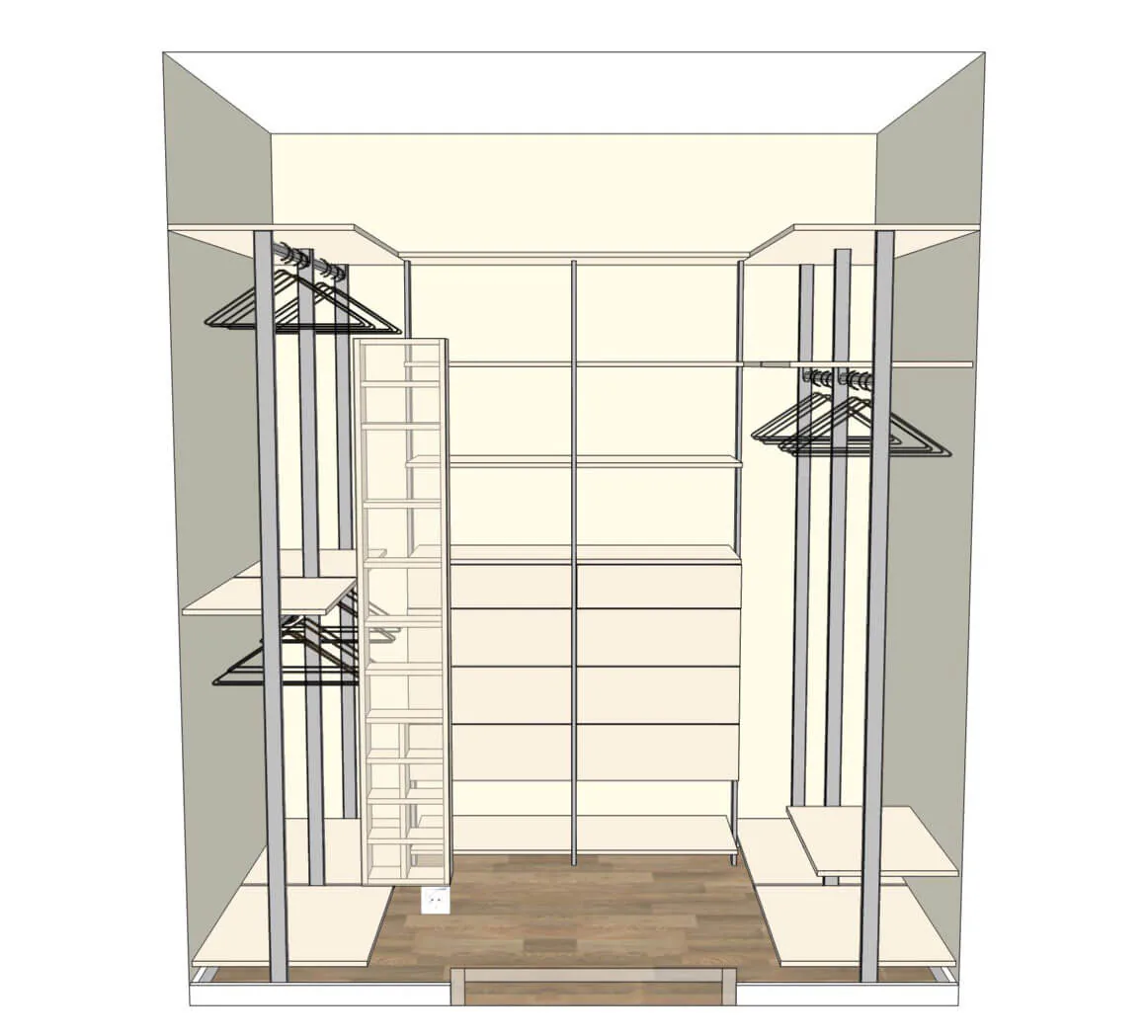 Гардеробная система на стойках из анодированного алюминия Stilos Gold от EUREKA ITALIA