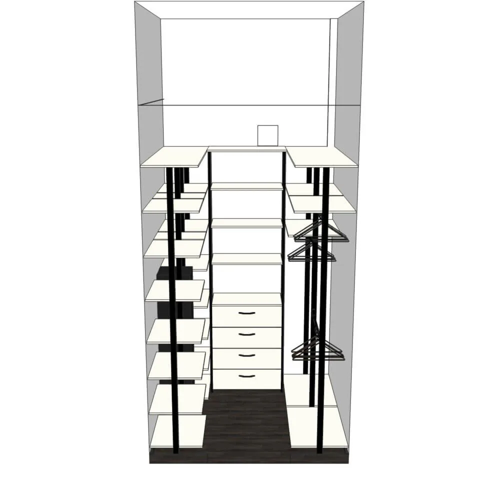 Гардеробная система Stilos Gold на стойках для стильного хранения одежды