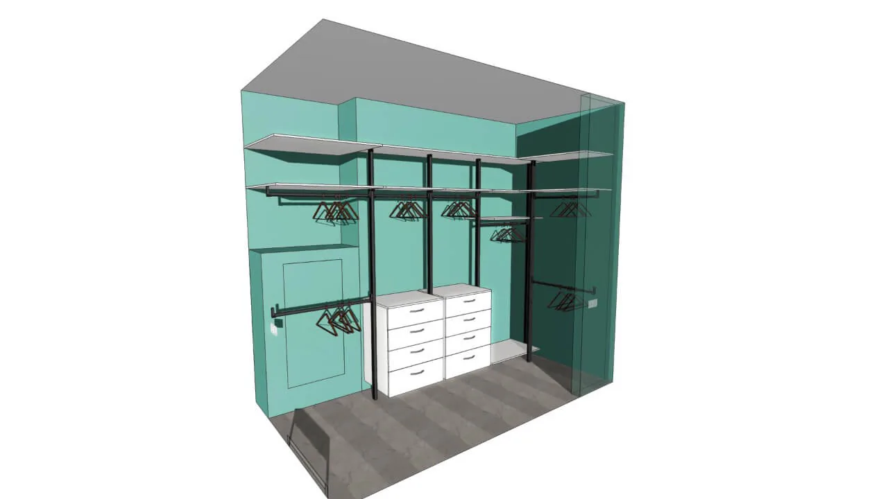 Гардеробная система VITRA BLACK с LED подсветкой и фурнитурой Blum