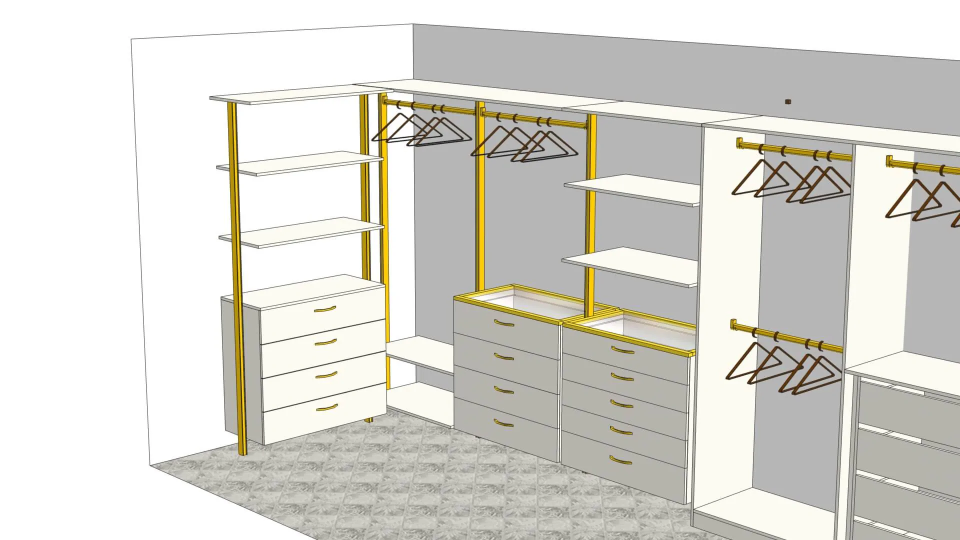 Гардеробная на мансарде SLIM ALUM с индивидуальным дизайном и качественной фурнитурой