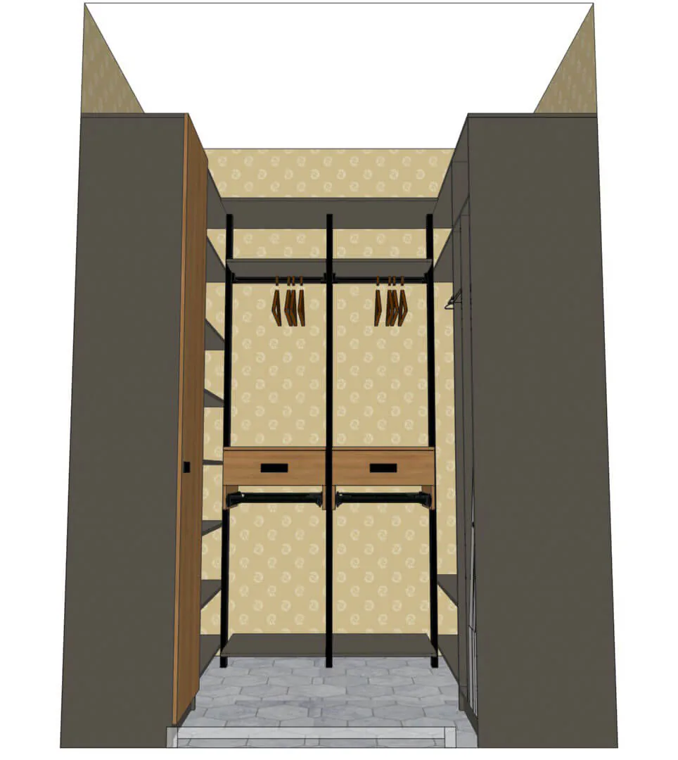 Гардеробная для мальчика Stilos Black с алюминиевыми стойками и LED подсветкой