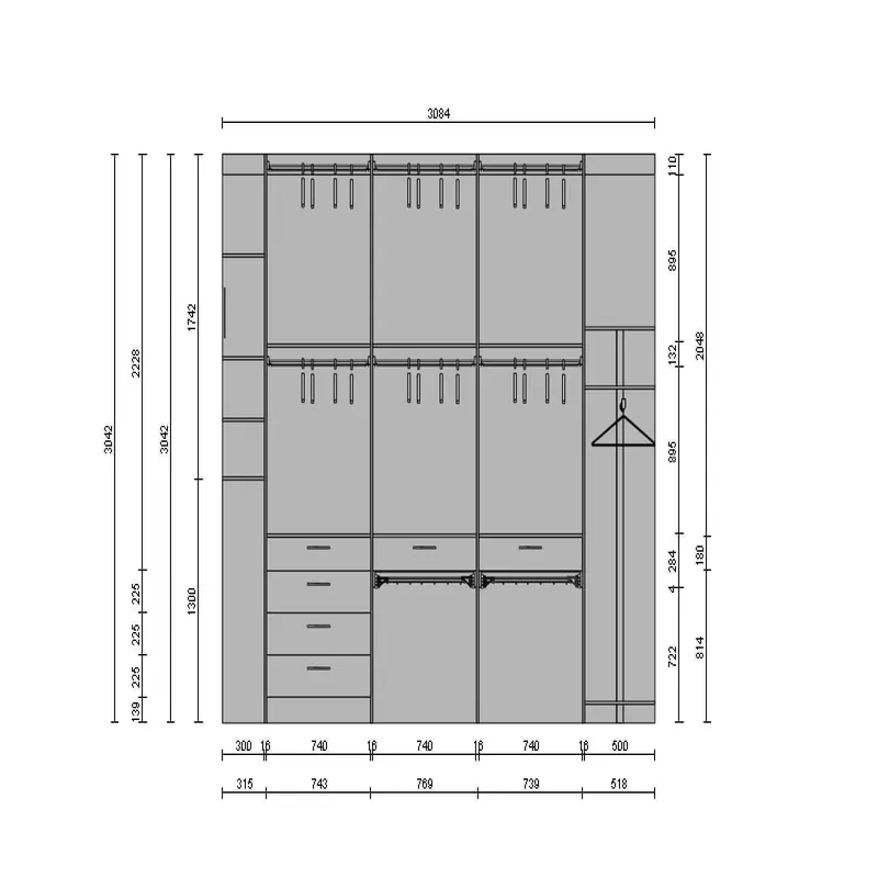 Гардеробная система SLIM EUREKA с постирочной для функционального хранения вещей