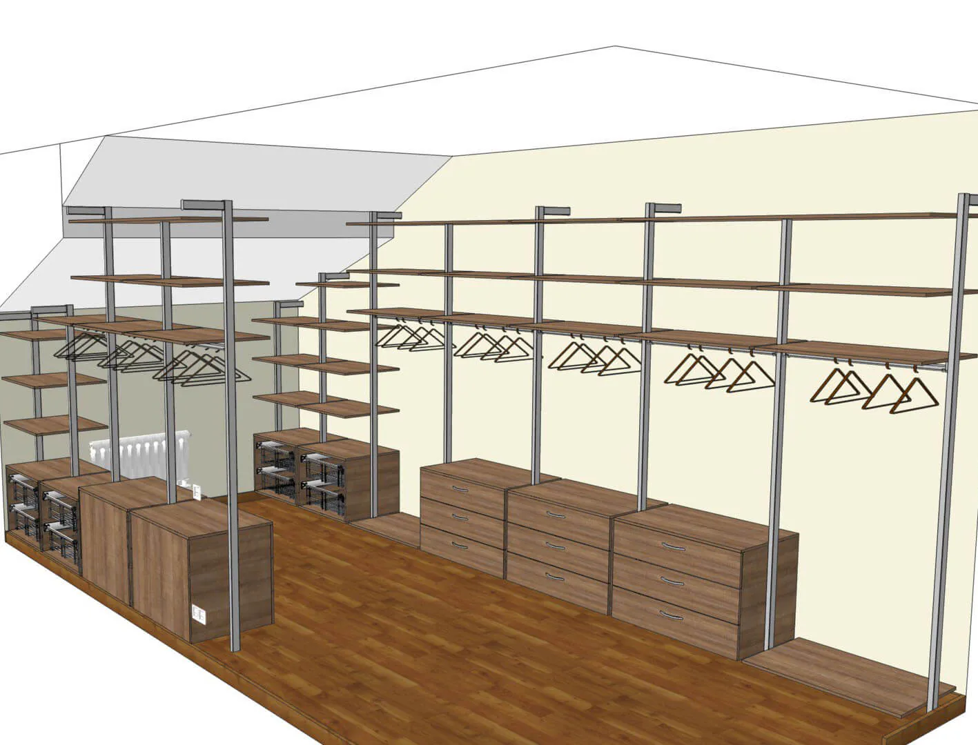 Детская гардеробная система VITRA Alum с алюминиевыми профилями и индивидуальным дизайном