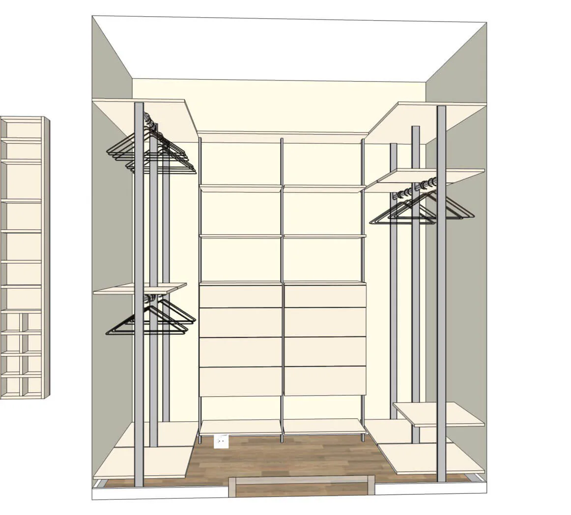 Гардеробная система на стойках из анодированного алюминия Stilos Gold от EUREKA ITALIA
