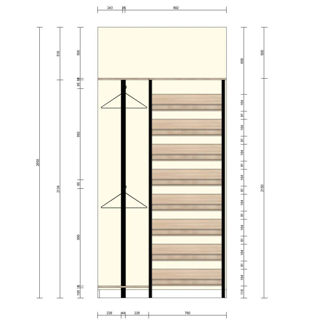 Детская гардеробная VITRA Alum с алюминиевыми профилями и индивидуальным дизайном