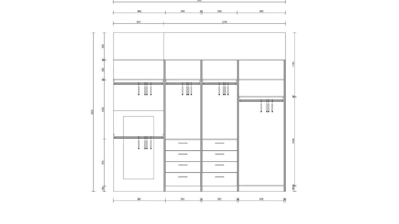 Гардеробная система VITRA BLACK с LED подсветкой и фурнитурой Blum