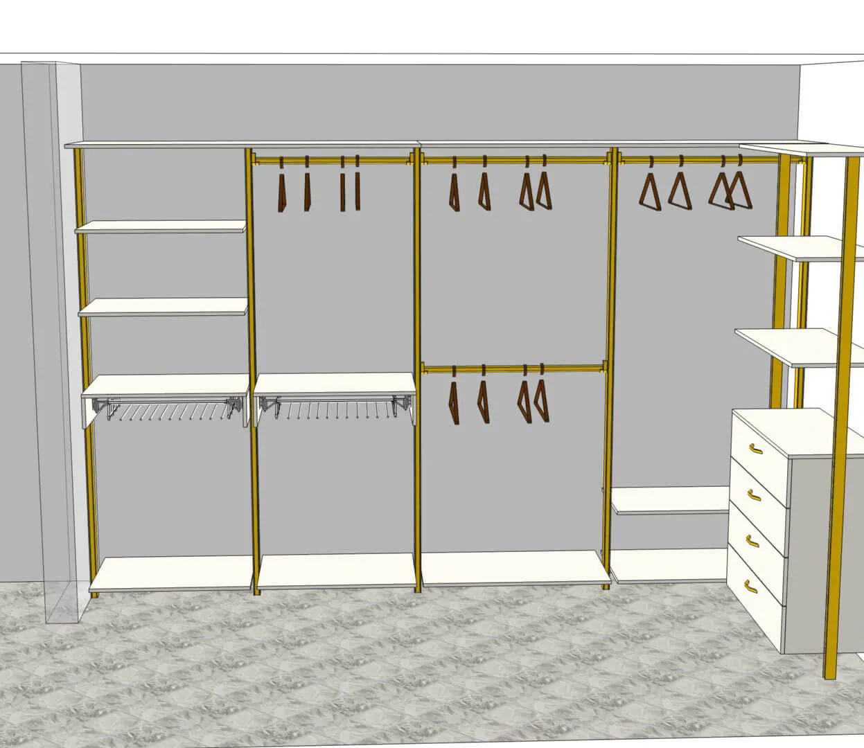 Гардеробная на мансарде SLIM ALUM с индивидуальным дизайном и качественной фурнитурой