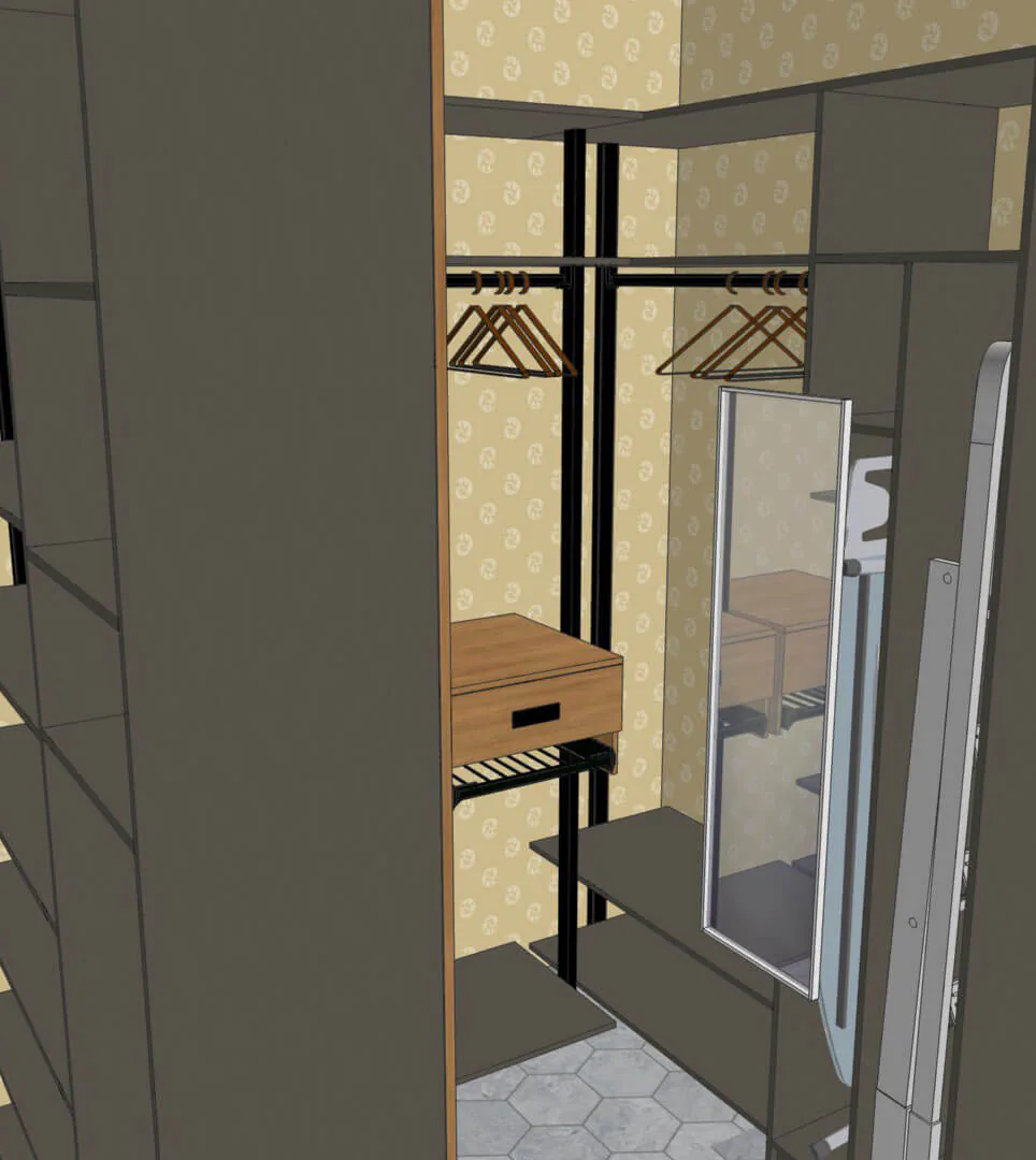 Гардеробная для мальчика Stilos Black с алюминиевыми стойками и LED подсветкой