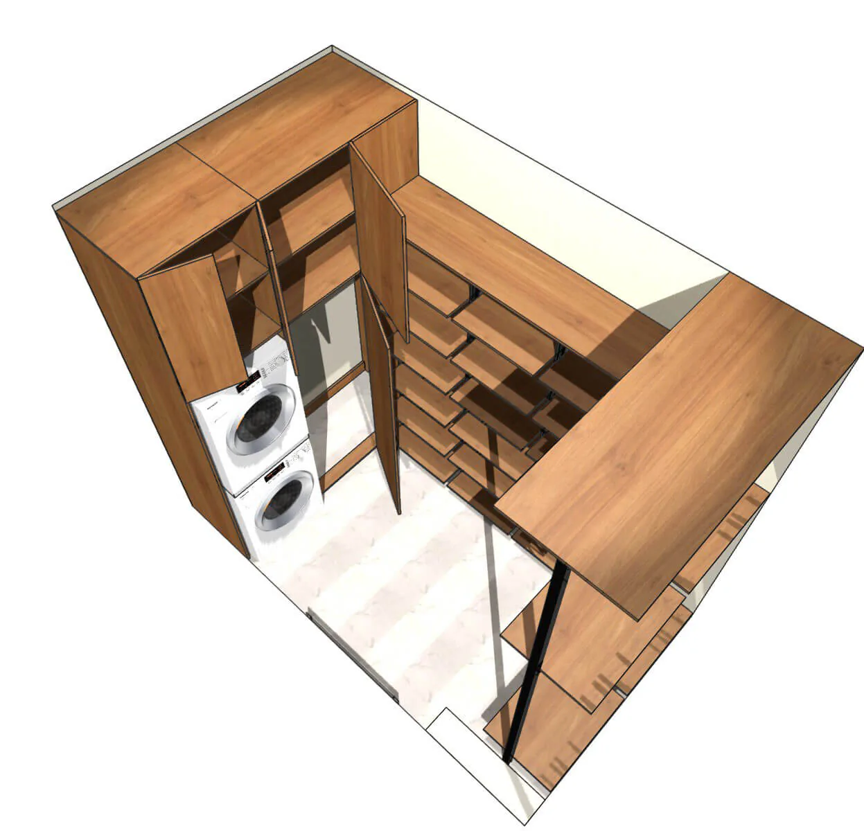 Гардеробная система Stilos Black с алюминиевым профилем и LED подсветкой