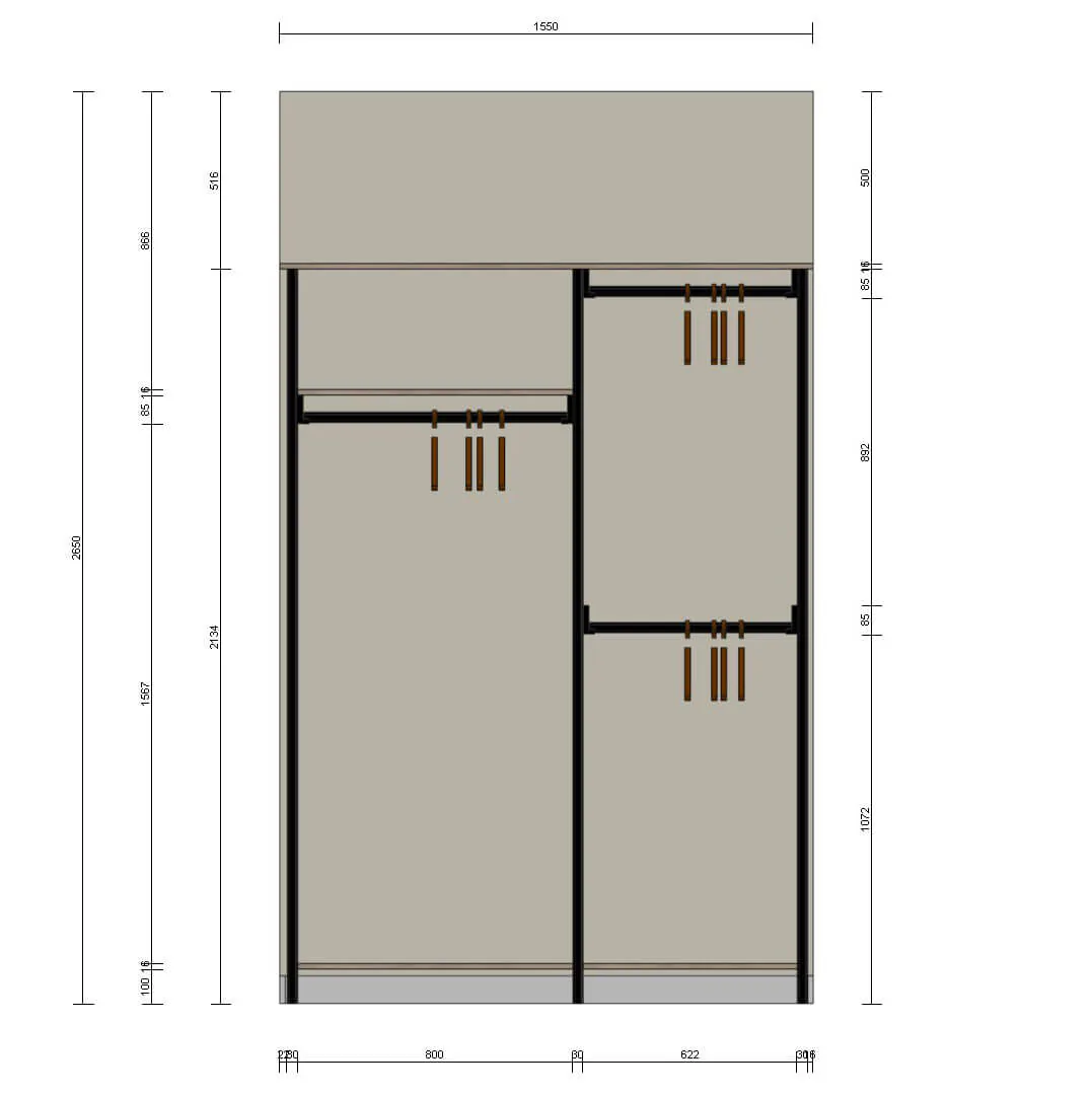 Детская гардеробная VITRA Alum с алюминиевыми профилями и индивидуальным дизайном