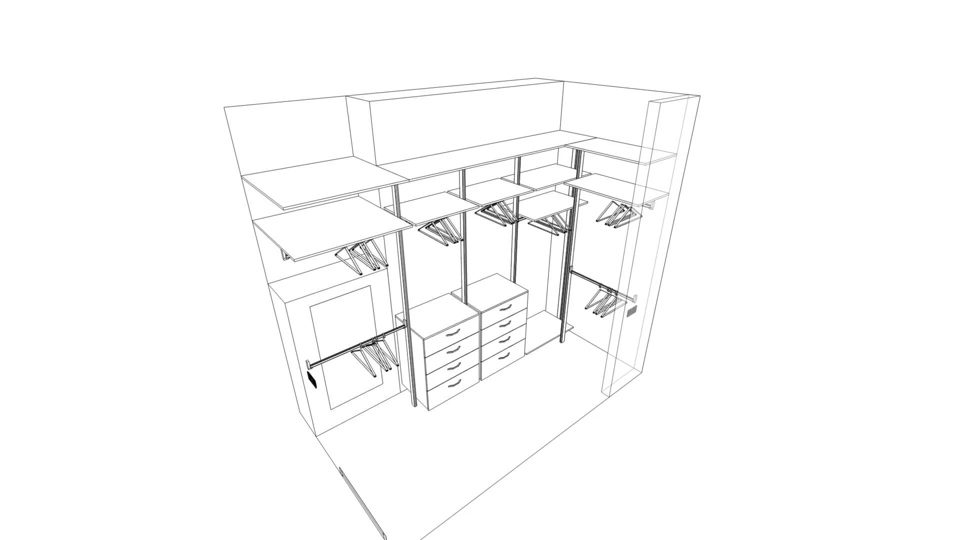 Гардеробная система VITRA BLACK с LED подсветкой и фурнитурой Blum