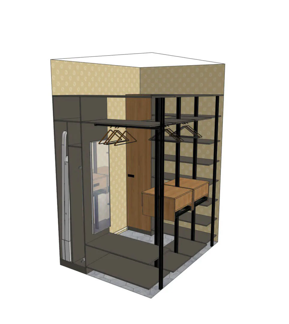 Гардеробная для мальчика Stilos Black с алюминиевыми стойками и LED подсветкой