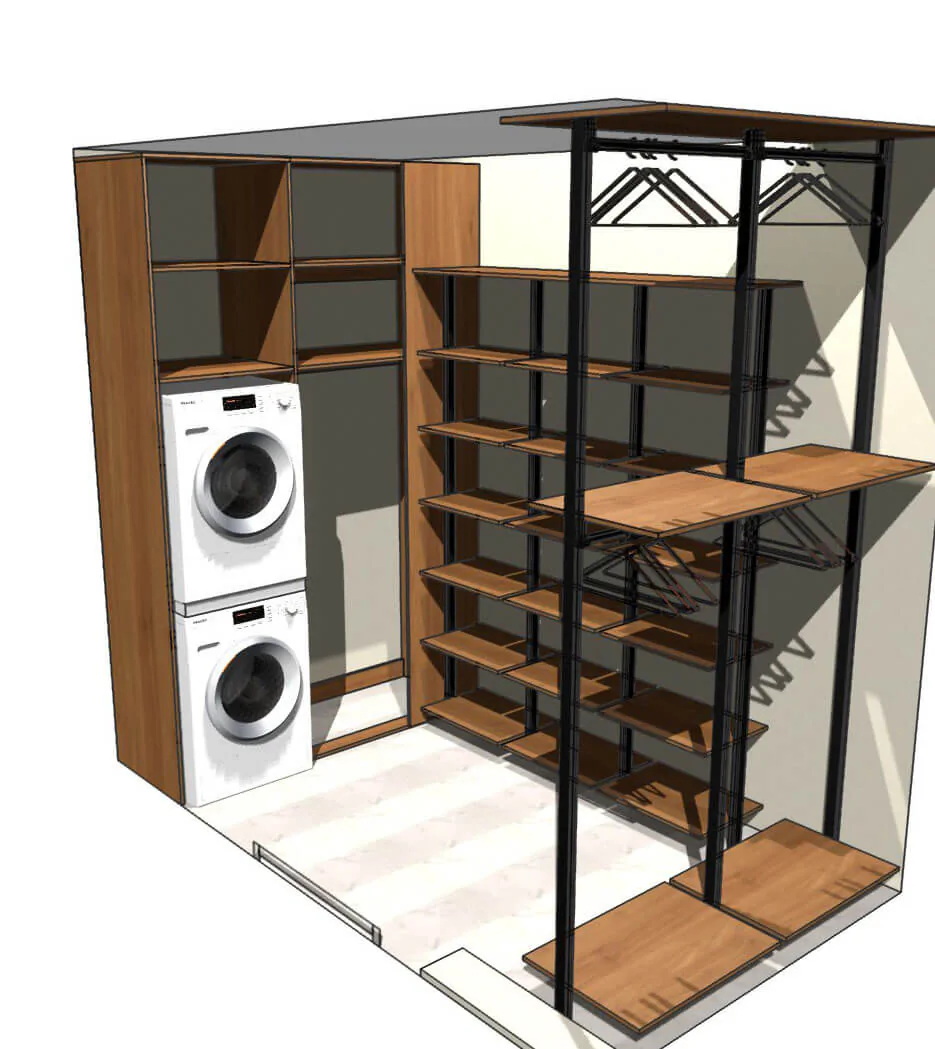 Гардеробная система Stilos Black с алюминиевым профилем и LED подсветкой