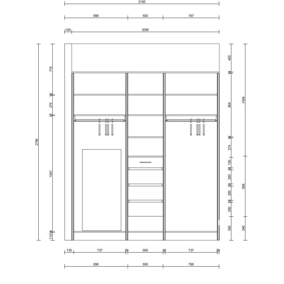 Гардеробная система VITRA Black из алюминиевых профилей для стильного хранения вещей