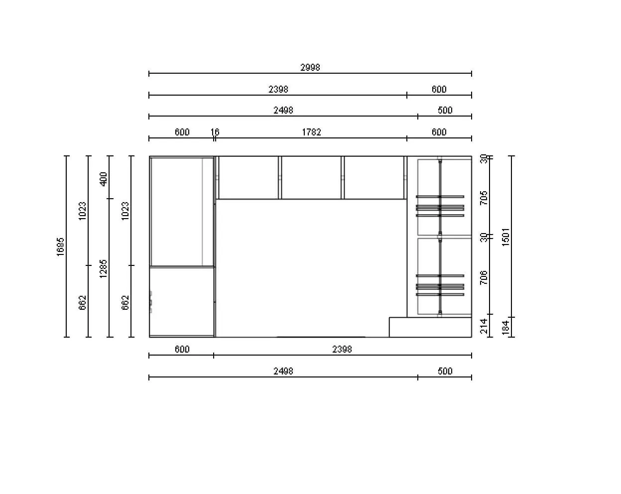 Гардеробная система Stilos Black с алюминиевым профилем и LED подсветкой