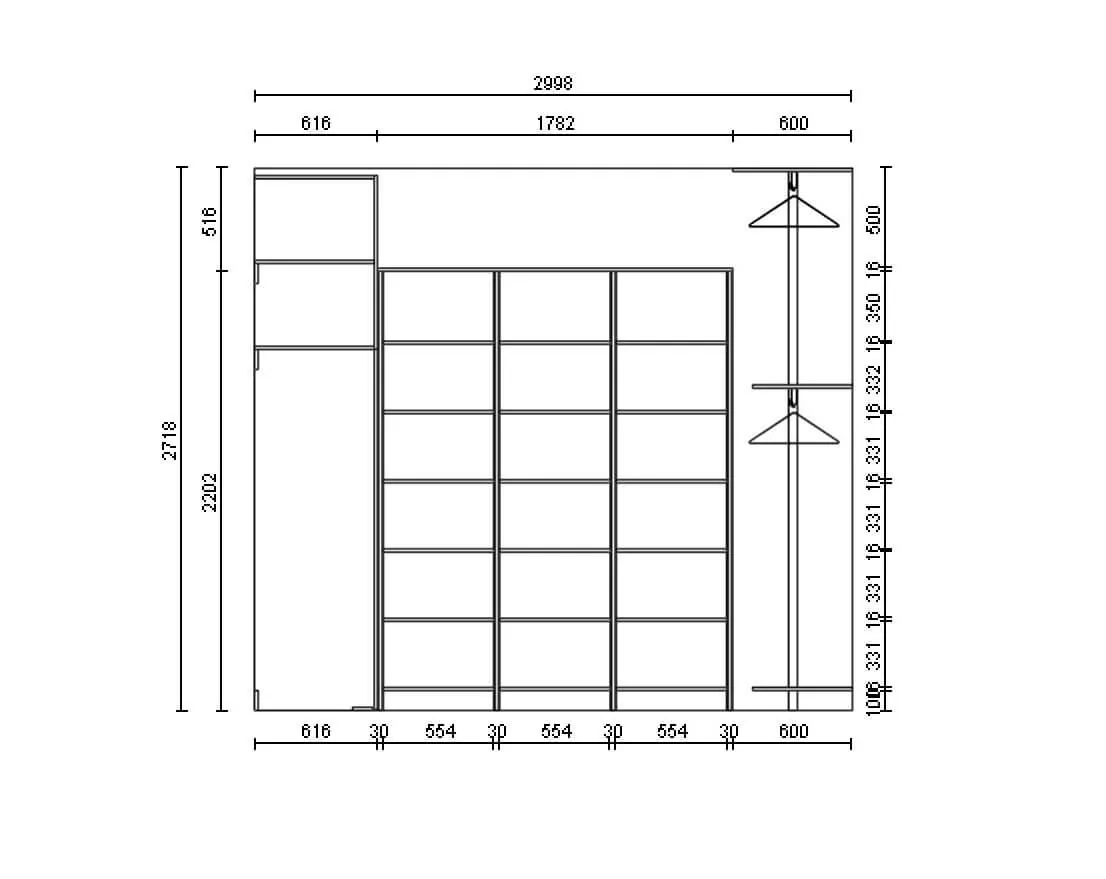 Гардеробная система Stilos Black с алюминиевым профилем и LED подсветкой