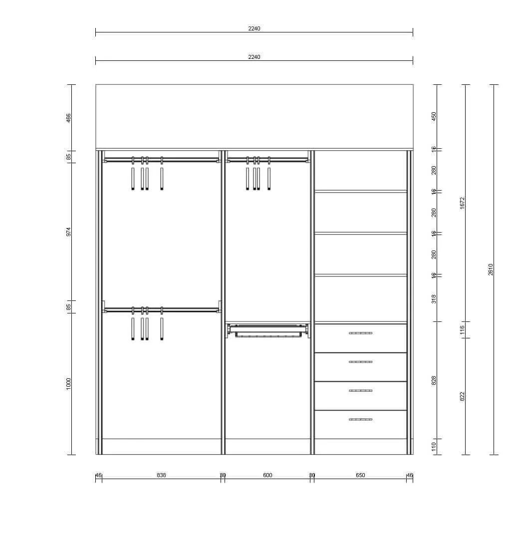 гардеробная система хранения Vitra Black с алюминиевыми профилями и LED подсветкой