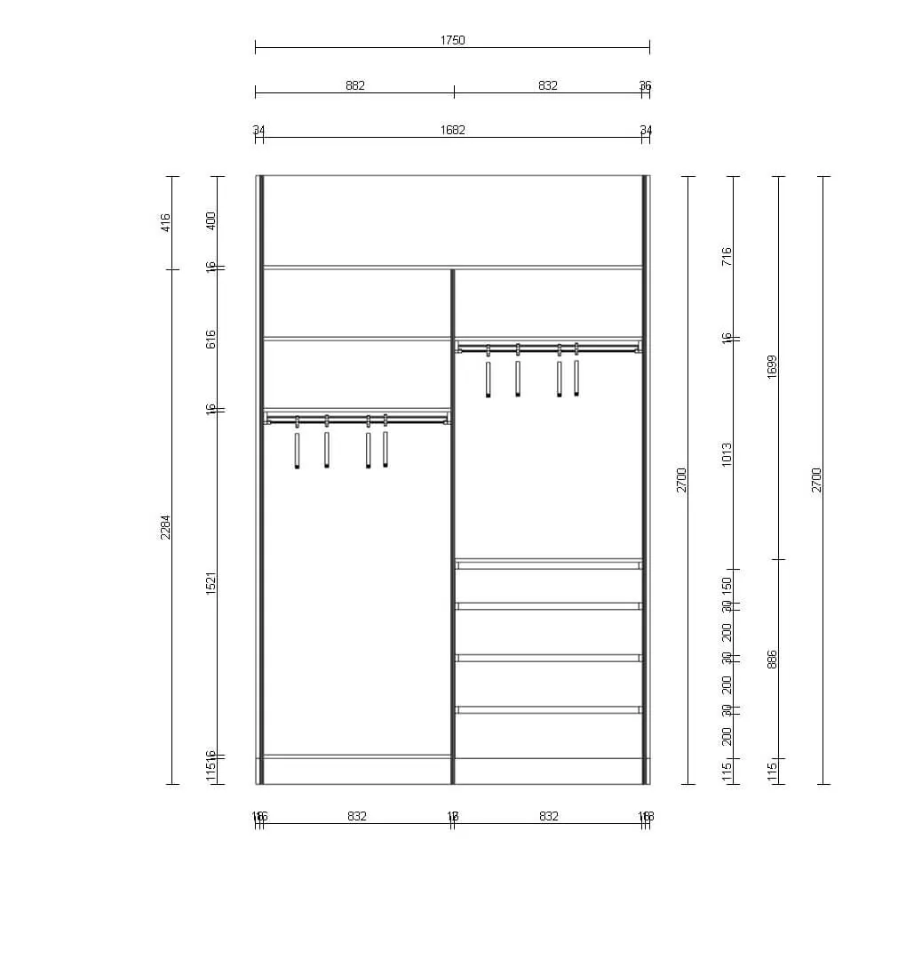 Гардеробная система SLIM Alum из алюминиевых профилей для стильного хранения вещей
