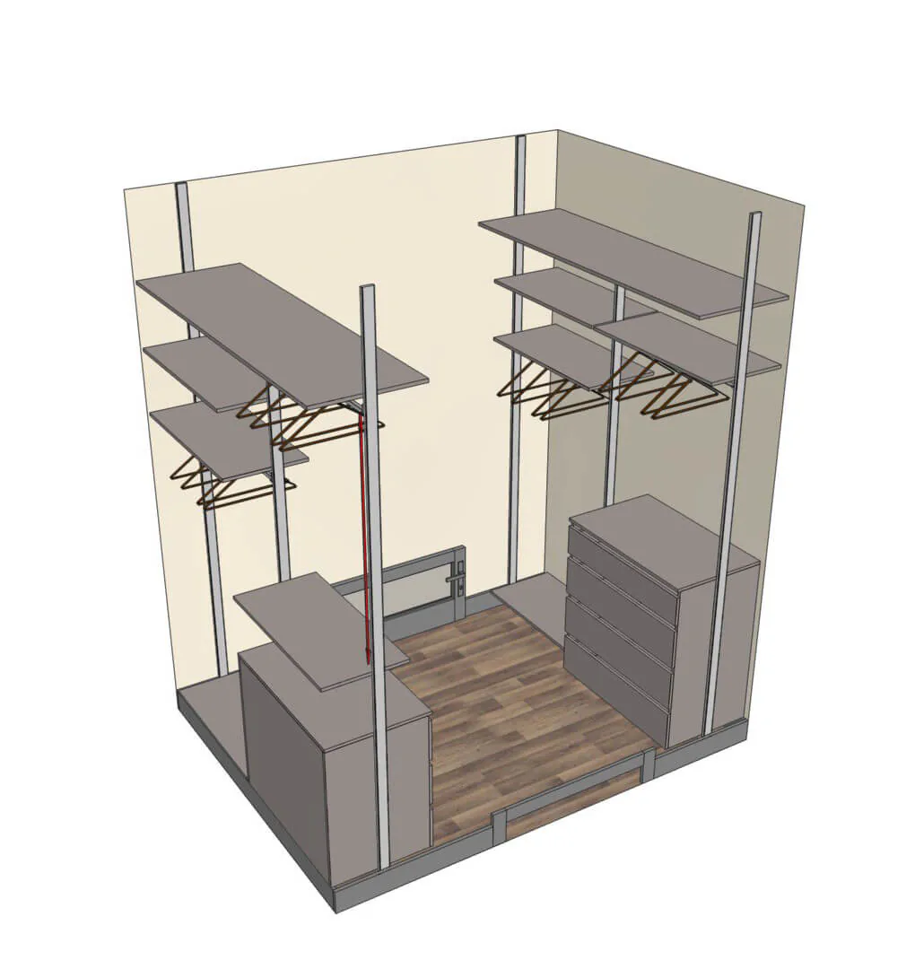 Гардеробная система SLIM Alum из алюминиевых профилей для стильного хранения вещей