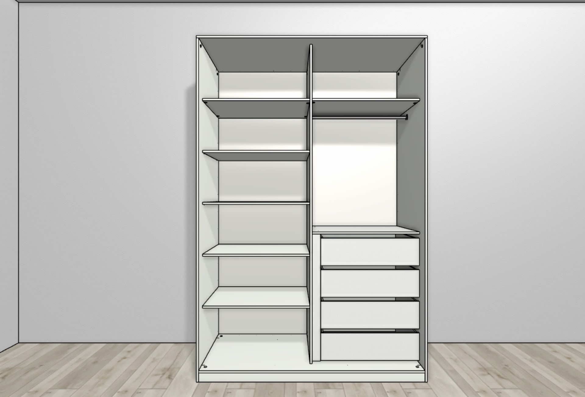 Шкаф-купе в столовую цвет «Китайский шёлк» 160x65x240 см для современного интерьера