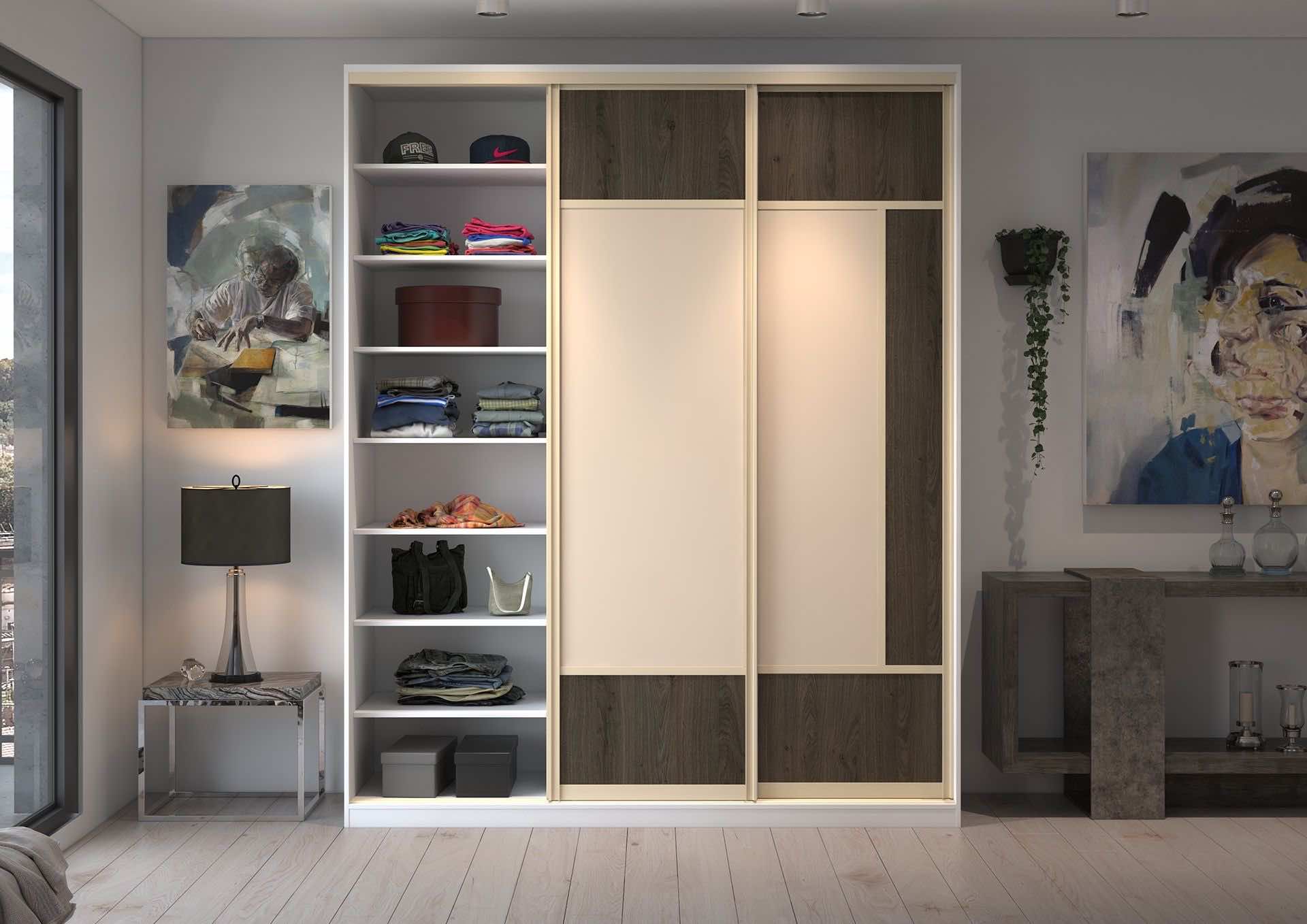 Шкаф-купе «Древесина Графит» для гардеробной и спальни, 240x65x260 см