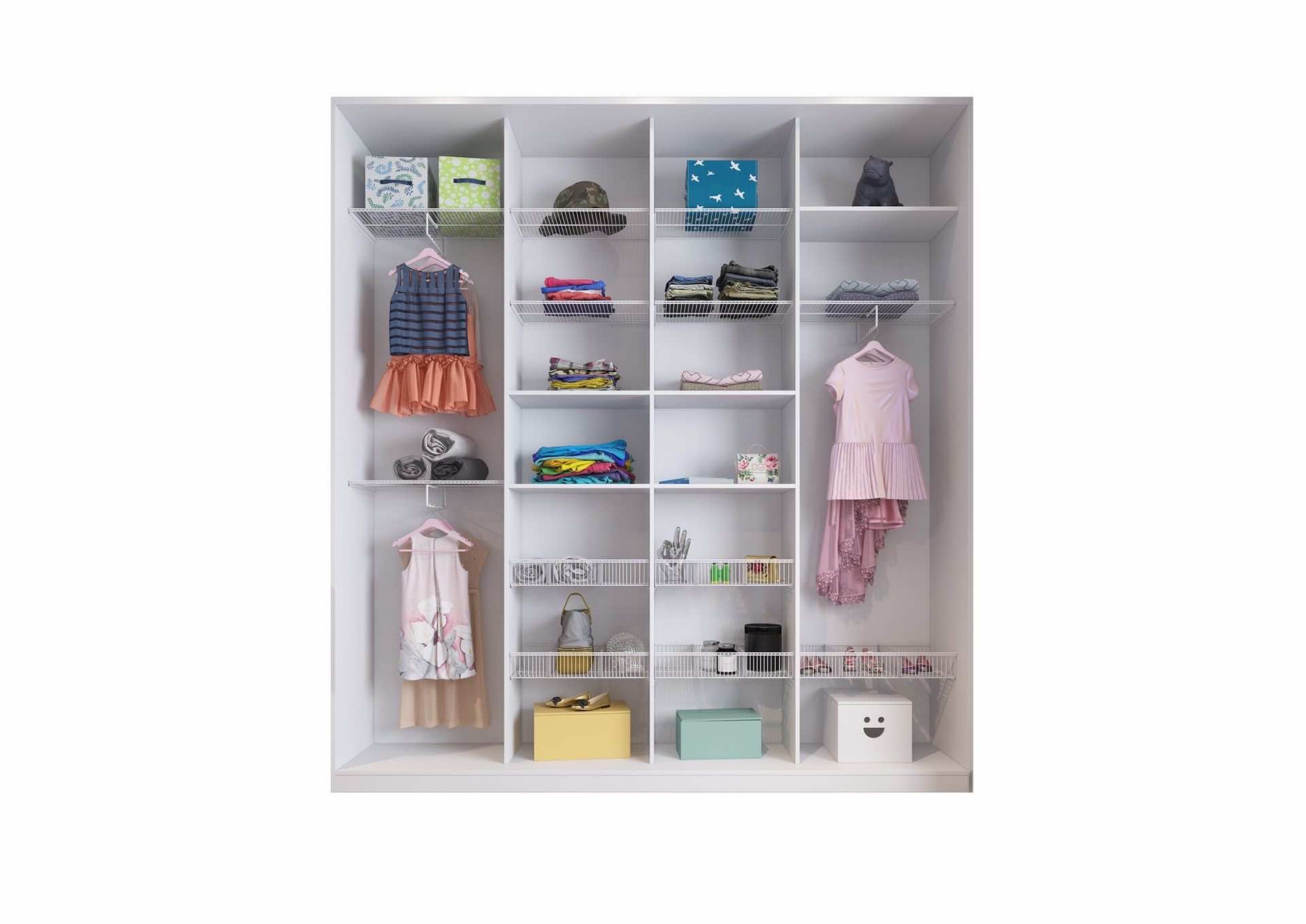 Шкаф-купе «Сосна Аланд белая» для прихожей с гардеробной системой ARISTO