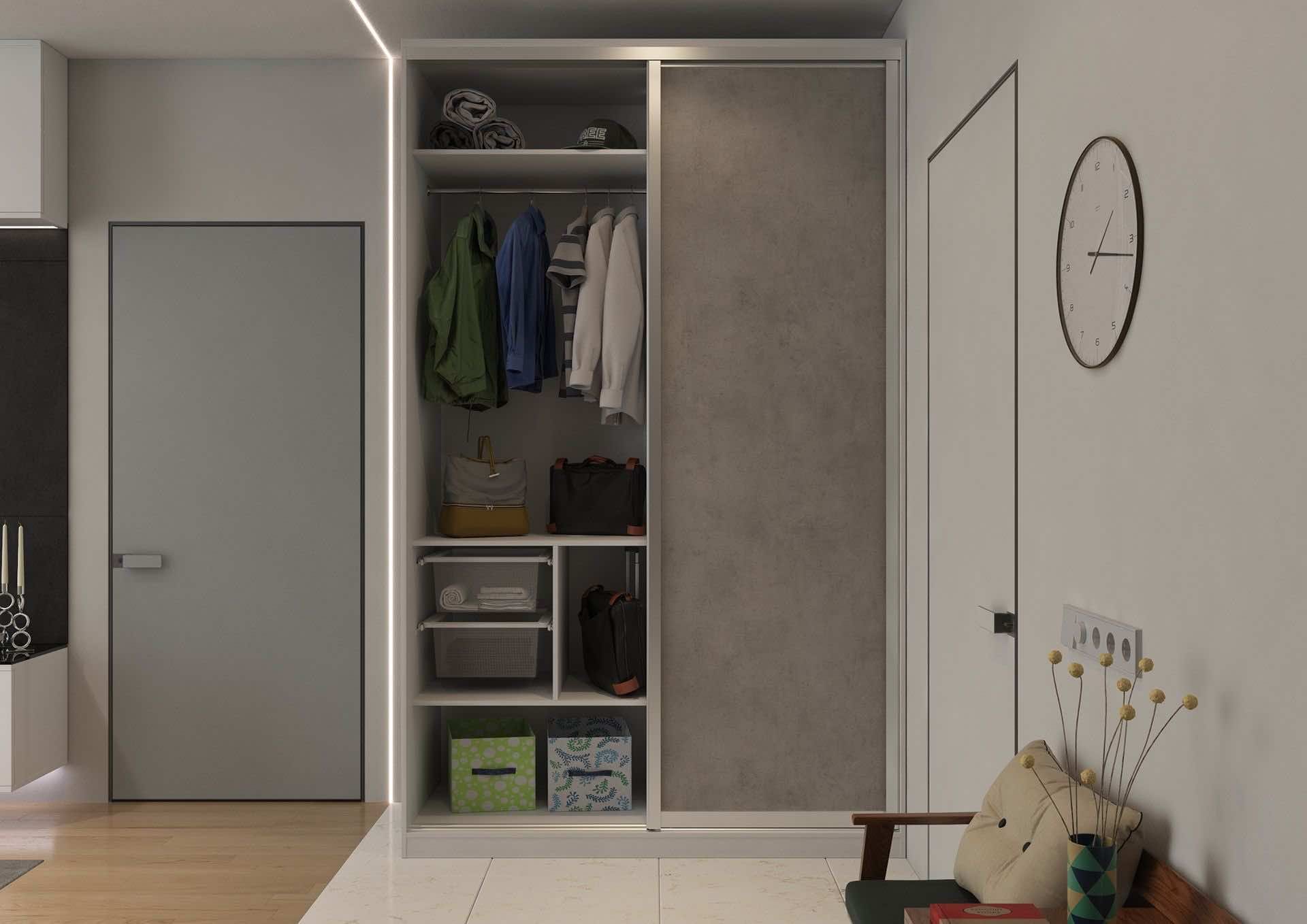 Шкаф со складными дверями в нише для гардеробной системы ARISTO или ЛДСП