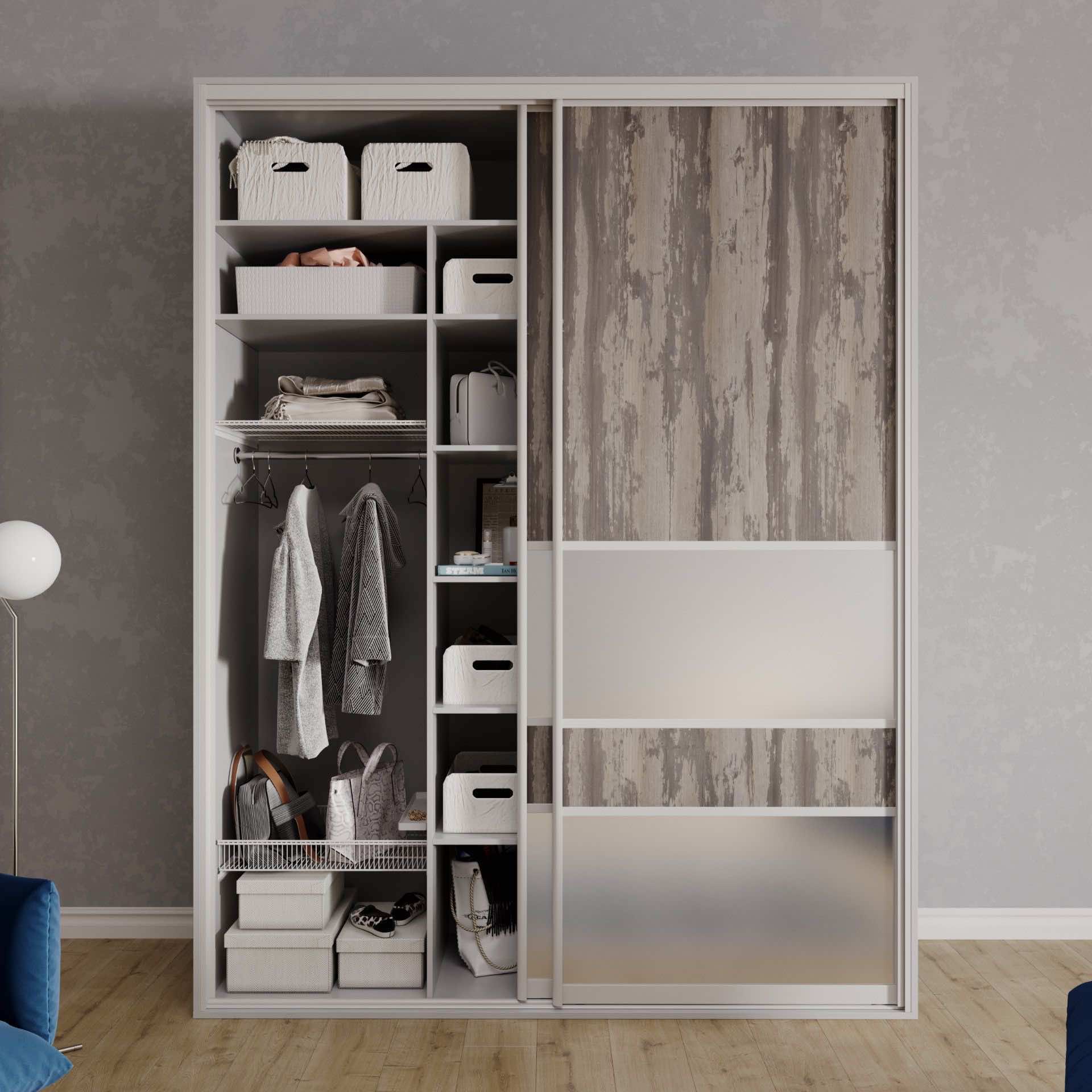 Шкаф-купе для спальни «Альпийское озеро» с функциональным наполнением 260x65x240 см