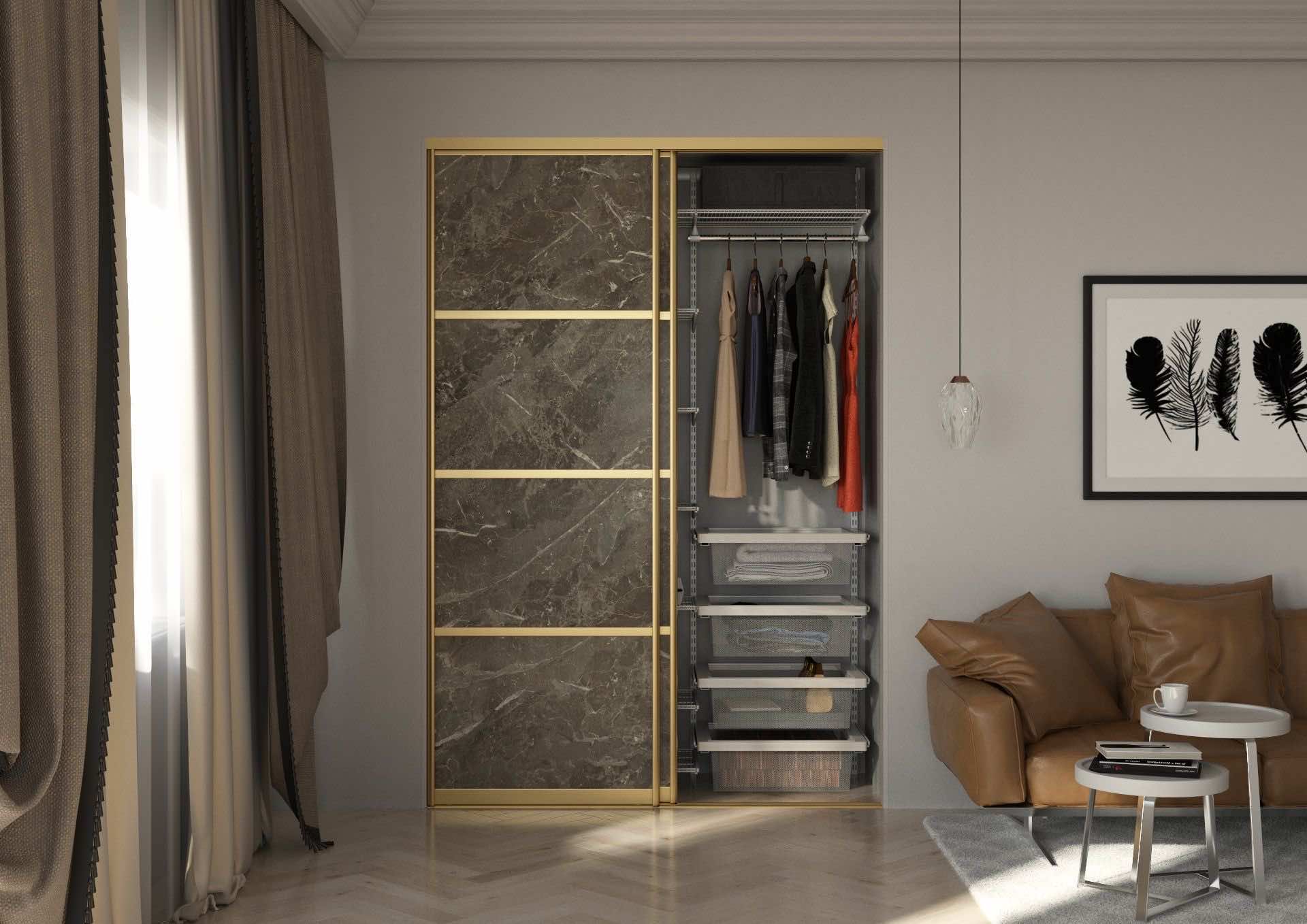 Шкаф-купе Flat черный матовый 3 двери для гостиной, спальни и прихожей