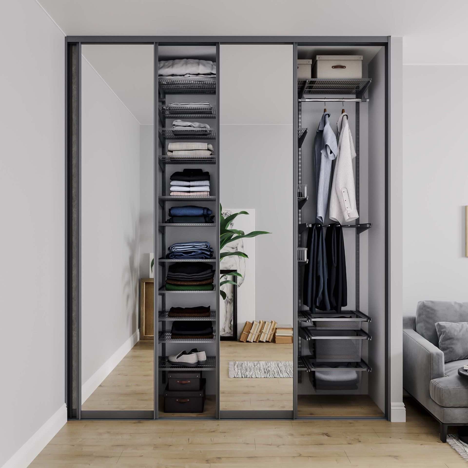 Шкаф-купе в прихожую "Дуб серый" с индивидуальным наполнением и точностью 1 мм