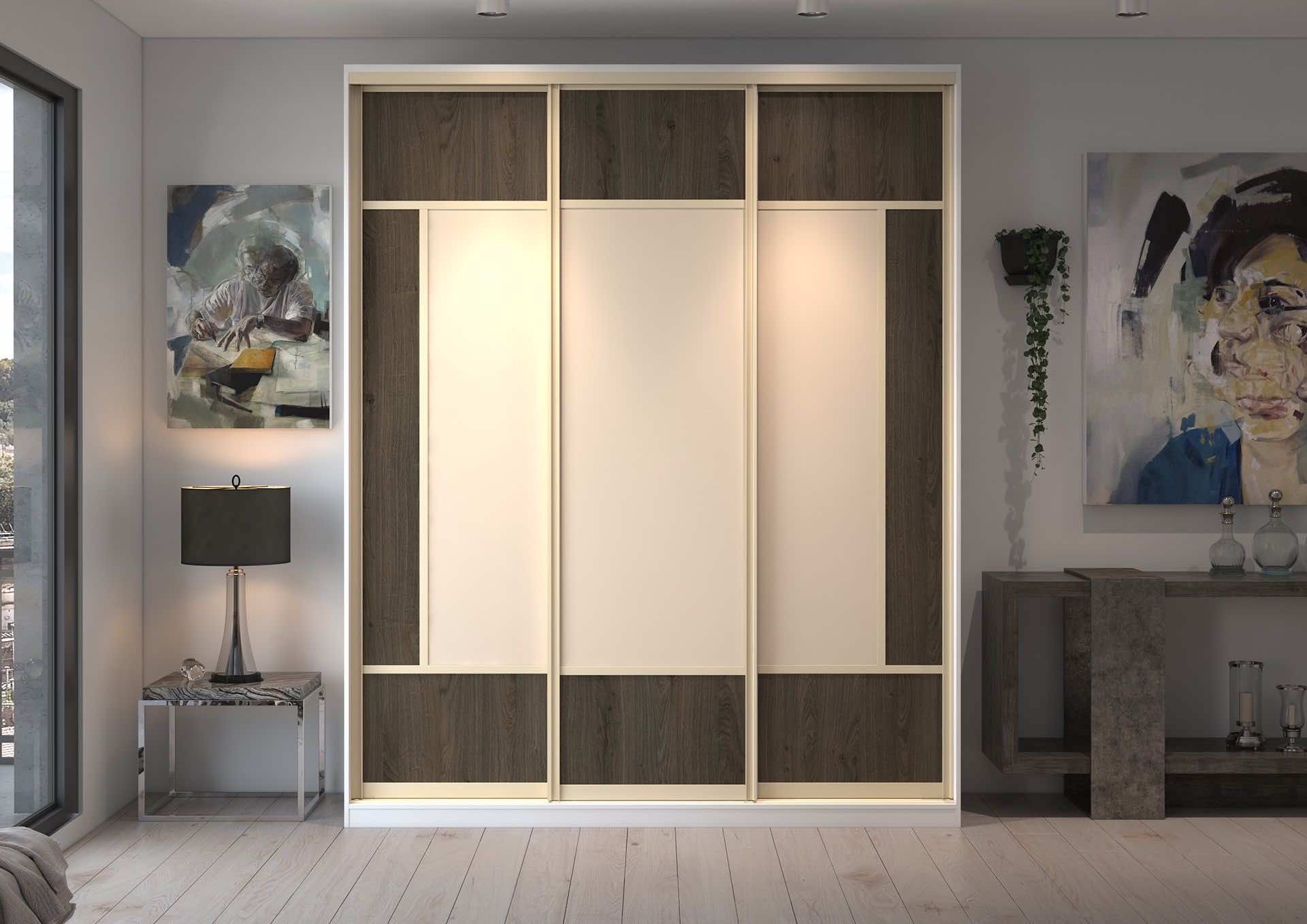 Шкаф-купе «Древесина Графит» для гардеробной и спальни, 240x65x260 см