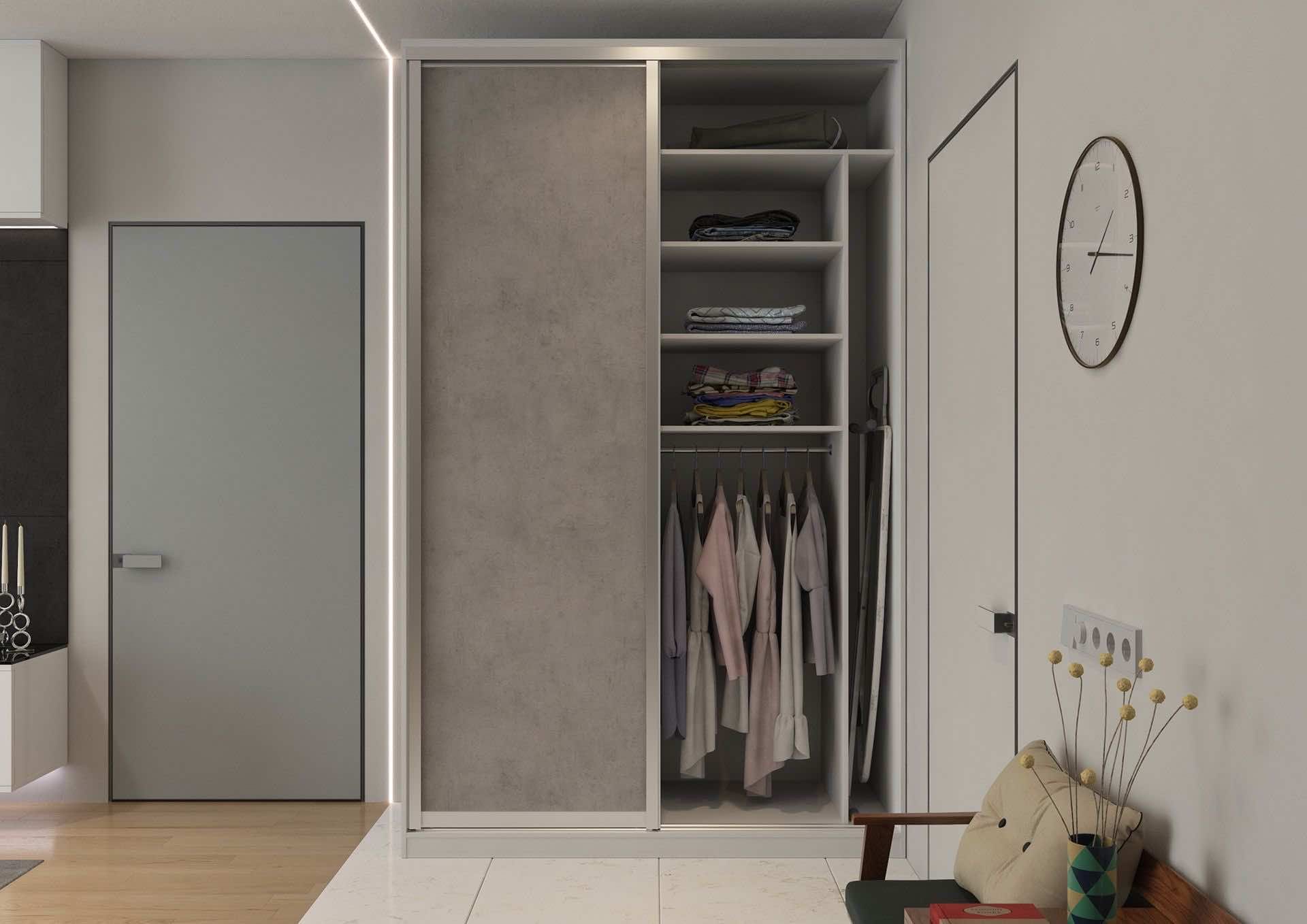 Шкаф со складными дверями в нише для гардеробной системы ARISTO или ЛДСП