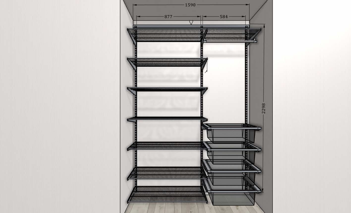 Шкаф-купе для спальни «Альпийское озеро» с функциональным наполнением 260x65x240 см