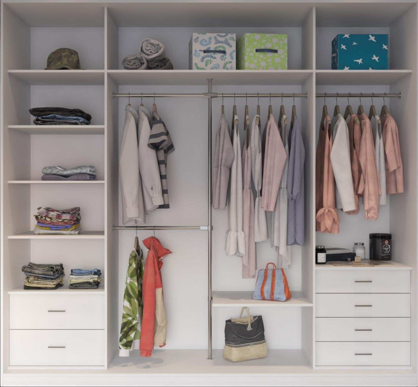 Глянцевый черный шкаф в стиле модерн для спальни и гостиной 260x65x240 см