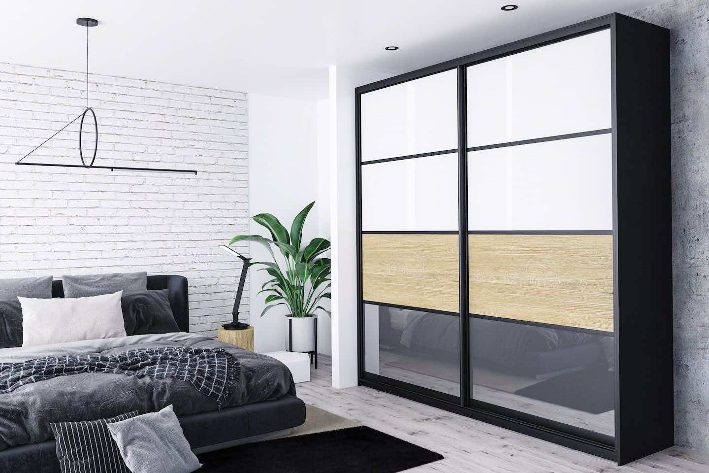 Шкаф-купе в спальню KANNI, цвет «Мусс», 210x65x240 см, рифленые двери, индивидуальное изготовление