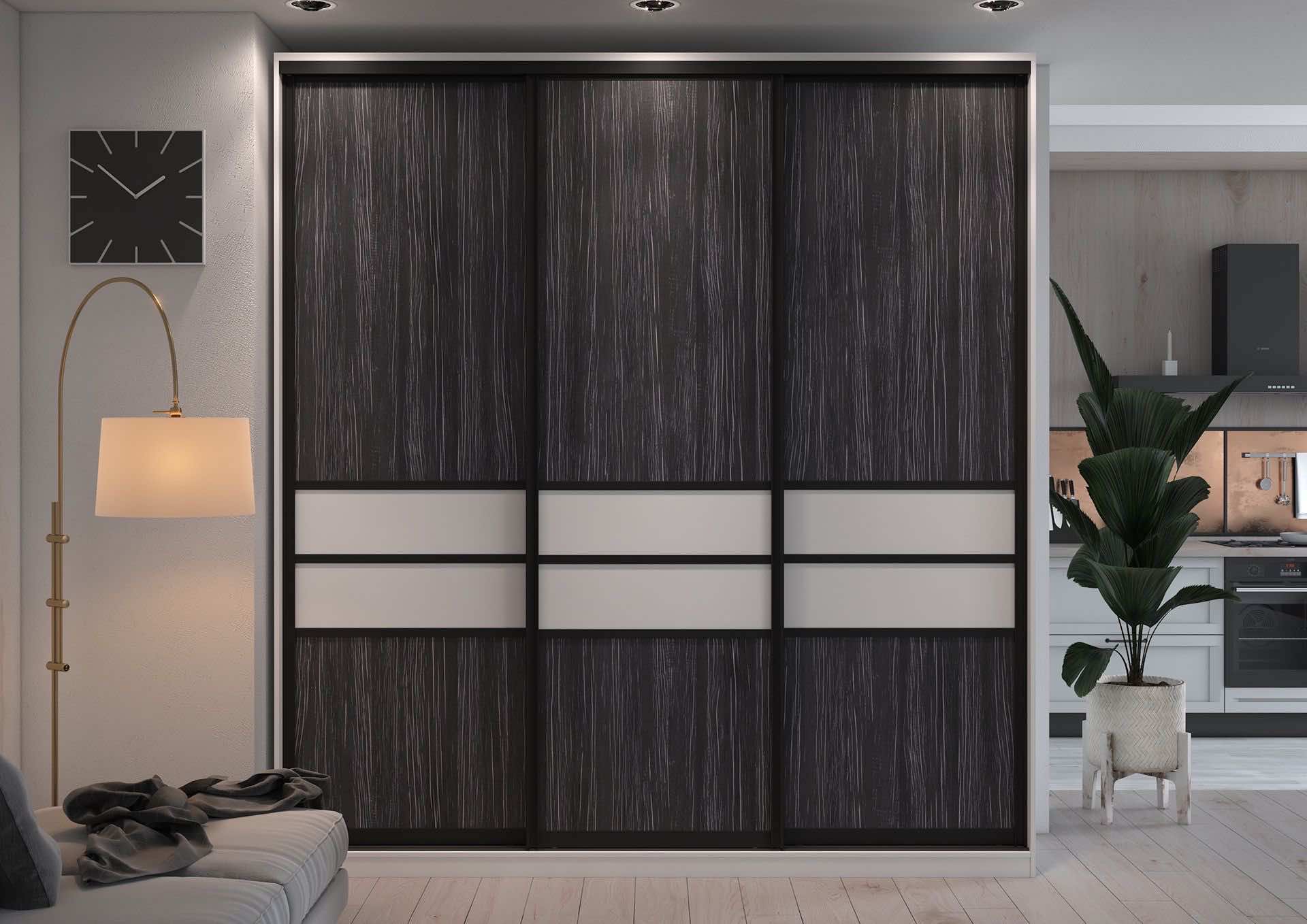 Шкаф-купе зеркальный для гостиниц с раздвижными дверями и индивидуальным наполнением