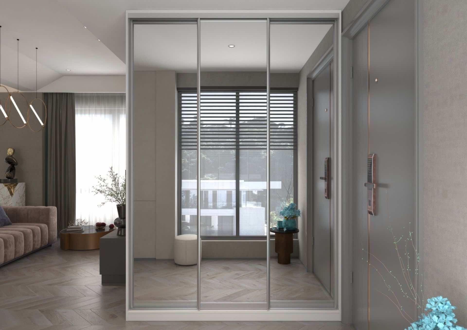 Встроенный шкаф с распашными дверями для функционального хранения вещей