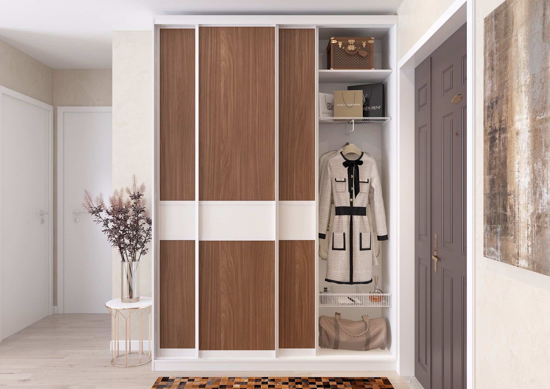 Шкаф-купе с зеркалом 160x65x260 см для гостиной, спальни и прихожей